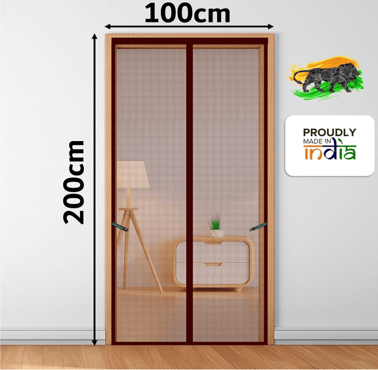 Brown LifeKrafts polyester door mosquito net with magnetic centre panels designed to close automatically.